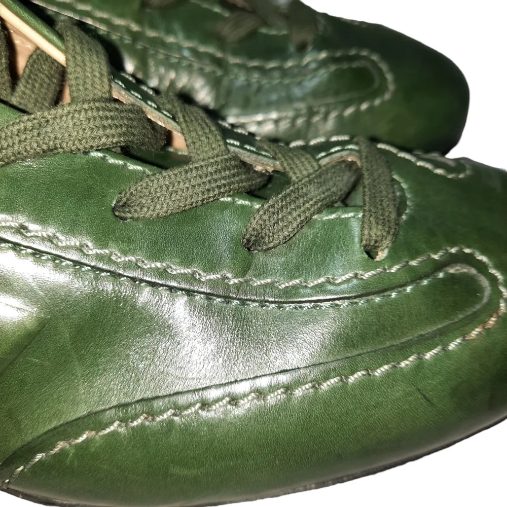 Hogan Olympia Rare Olive Green Italian  Leather Trainer Sneaker SZ EU 36
